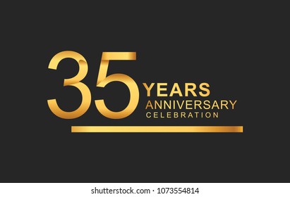 35 years anniversary logotype with under line golden color for anniversary celebration