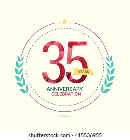 35 Years Anniversary with Low Poly Design and Laurel Ornaments