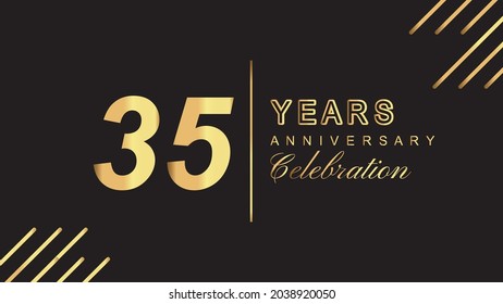 35 years anniversary luxury gold isolated on black background for 35th anniversary celebration event vector