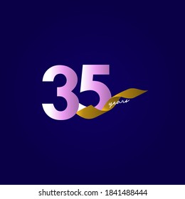 35 Years Anniversary Ribbon Celebration Vector Template Design Illustration