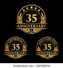 35 years anniversary set. 35th celebration logo collection. Vector and illustration. 
