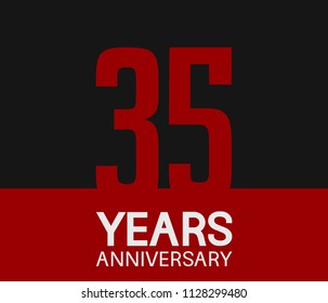 35 years anniversary simple design red number on black background for celebration template