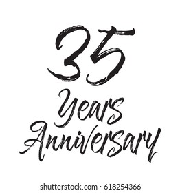 35 years anniversary, text design. Vector calligraphy. Typography poster. Usable as background.