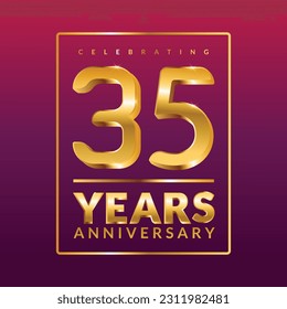35 years anniversary vector banner template.birthday celebration banner with Golden numbers 