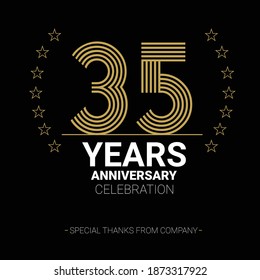 35 years anniversary vector icon, logo. Graphic design element with number and text composition for 35th anniversary.
