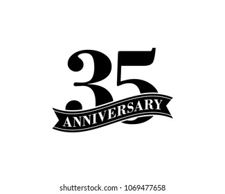 35 Years Anniversary Vector Logo Design Template. 35th Birthday Celebration.