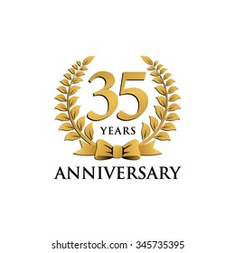 35 Years Anniversary Wreath Ribbon Logo 