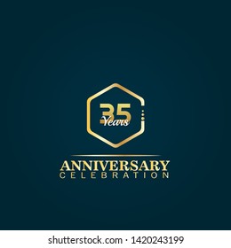 35 years birthday celebration logo. golden 35th anniversary logo.designed for celebration card, greeting card and invitation card.