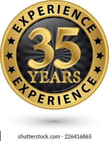 35 Years Experience Gold Label, Vector Illustration 