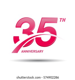 35 years pink anniversary. business, coorporate, wedding, love, valentine logo celebration