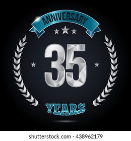 35 Years Silver anniversary logo, low poly design number