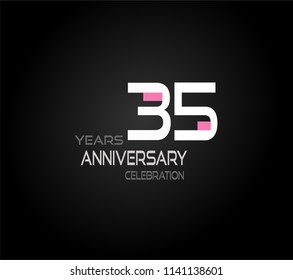 35 years simple black background with elegance white anniversary and orange, pink color accent