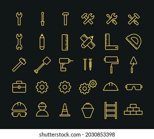 35 Yellow construction related icons