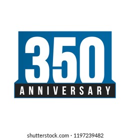 350th Anniversary vector icon. Birthday logo template. Greeting card design element. Simple business anniversary emblem. Blue strict style number. Isolated vector illustration on white background.