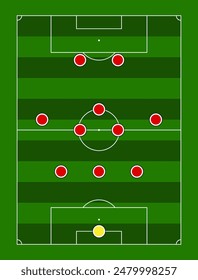 The 3-5-2 Formation. Football team formation. Soccer or football field