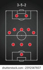 The 3-5-2 Formation. Football team formation. Soccer or football field