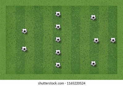 3-5-2 Soccer game tactic. Layout position for coach. Vector illustration.
