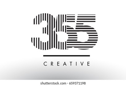 355 Black and White Number Logo Design with Vertical and Horizontal Lines.
