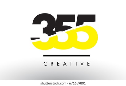 355 Black and Yellow Number Logo Design cut in half.