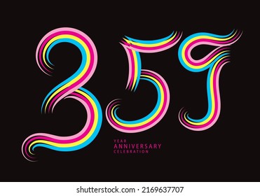 359 number design vector, graphic t shirt, 359 years anniversary celebration logotype colorful line,359th birthday logo, Banner template, logo number elements for invitation card, poster, t-shirt.