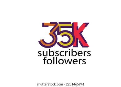 35K, 35.000 subscribers or followers blocks style with 3 colors on white background for social media and internet-vector