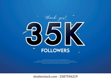 35k followers celebration with beautiful background. design vector.