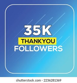 35k followers celebration, Thank you followers vector template, Social sites post, Greeting card.