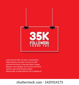 35k Followers - thank you. red design template 