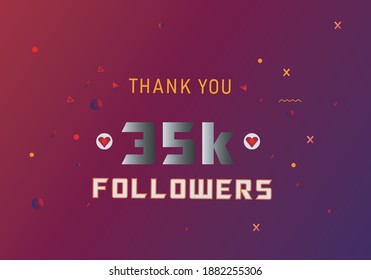 35k followers thank you. thank you 35k followers template. celebration 35k subscribers template for social media. 35000 followers thank you