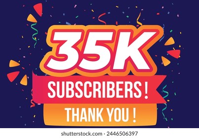 35K subscribers, 35000 subscribers thank you. celebration modern colorful design