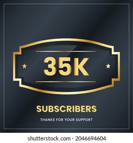 
 35k subscribers, Thank you subscribers banner, card, vector illustration design