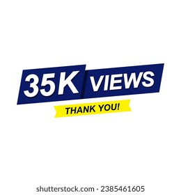 35k Views thank you , vector template design illustration