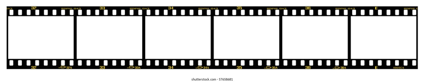 35mm slide/positive frames in filmstrip, with details and accurate dimension.