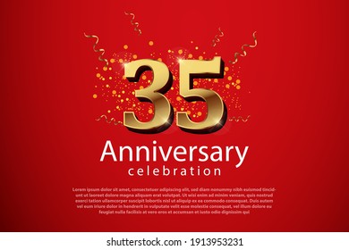 Antecedentes del 35º aniversario con ilustración de número 3D