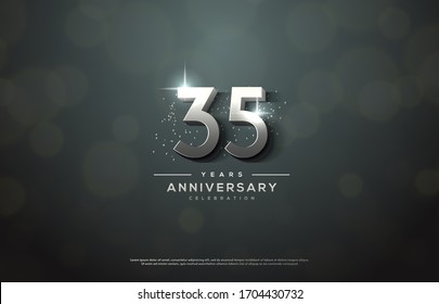 35th anniversary background number illustrations with color effects and sparkling light behind.