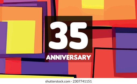 35th anniversary birthday celebration horizontal with colorful background lines and squares