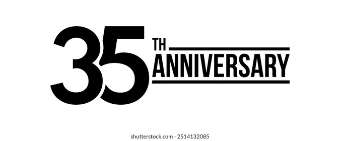 35th anniversary celebration label, thirty fifth years jubilee congratulation card vector template, happy birthday sign, event invitation card