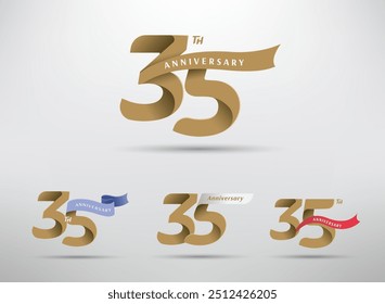 35th anniversary celebration logotype with alternative number and ribbon design