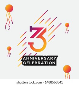 35th anniversary celebration logotype with Gradient, Party Design. modern flat line art with colorful geometric shapes.