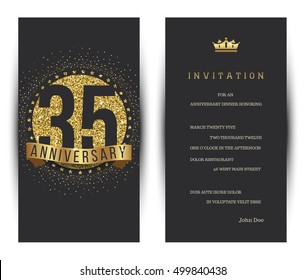 35th anniversary decorated greeting card template.