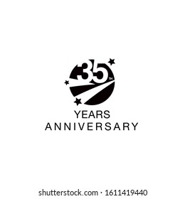 35th anniversary emblem. Thirty five years anniversary celebration symbol