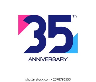 Logo geométrico del 35 aniversario. Diseño con formas triangulares para cumpleaños o celebración