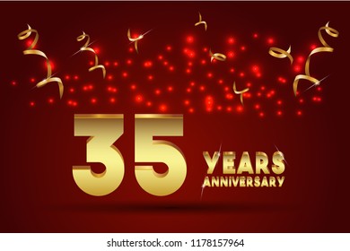 35th Anniversary gold numbers. background for anniversary