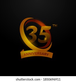 Plantilla de diseño del logo del 35º aniversario sobre fondo negro