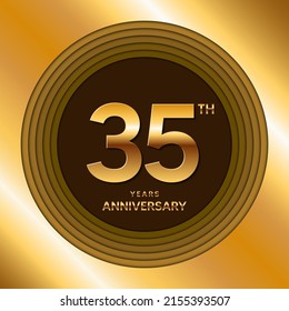 Logotipo del 35º Aniversario. Diseño de planilla de celebración del aniversario para folletos, folletos, revistas, afiches de folletos, banner, web, invitación o tarjeta de saludo. Ilustraciones vectoriales.