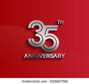 35th anniversary logotype silver color with multiple line style for celebration event