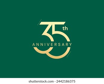 35th Anniversary luxury gold celebration with Overlapping number logo vector design concept. Thirty-five Years anniversary gold typography template for celebration event, business, invitation, website