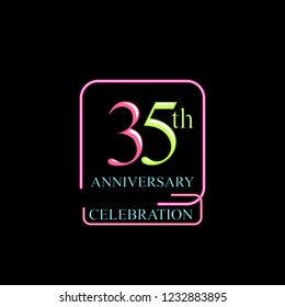 35th anniversary number with neon text