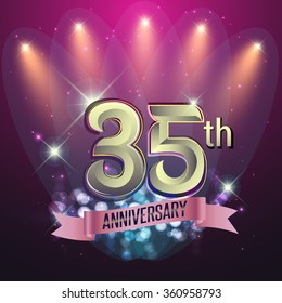 35th Anniversary, Party poster, banner or invitation - background glowing element. Vector Illustration.