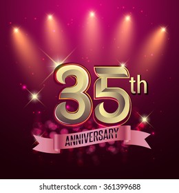 35th Anniversary, Party poster, banner or invitation - background glowing element. Vector Illustration.